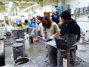 students preparing molds